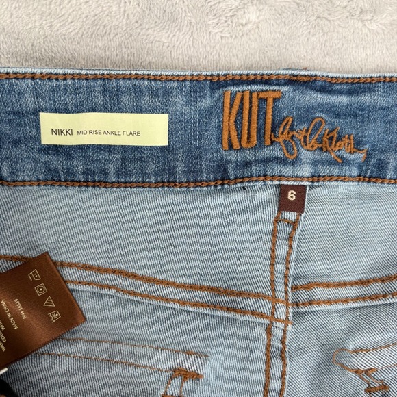 Kut from the Kloth Jeans Women 6 (28x27) Nikki Ankle Flare Raw Hem Flap Pockets - Picture 6 of 14